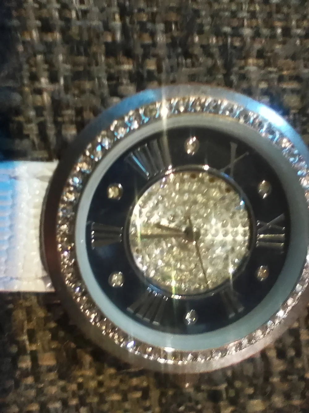 Geneva Stainless Steel Watch with Light Blue and Brown Strap
